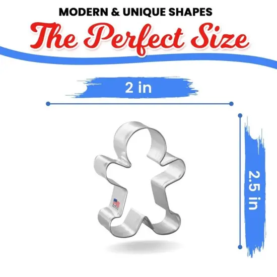 CookieCutter.com 2.5 in Christmas Gingerbread Man Handmade in USA Fairytale Tin Plated Steel {2}
