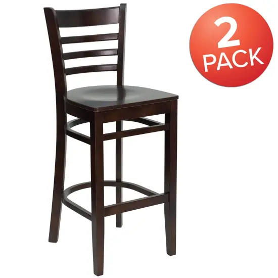 Emma and Oliver Bar Stools |&nbsp;Set of 2 Wood Bar Stools with Back WalnutWood {5}