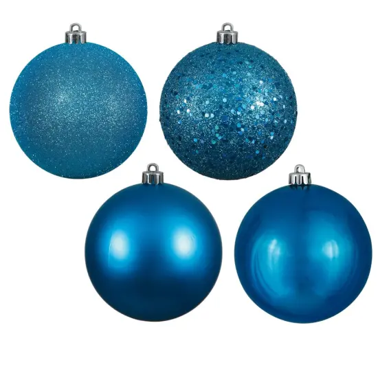 Vickerman 2.4 in. Turquoise Ball 4-Finish Asst Christmas Ornament {1}