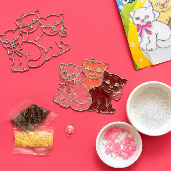 Colorbok Makit & Bakit Glittering Suncatcher Kit-3 Kittens {5}