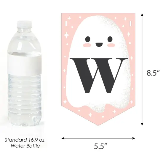 Big Dot of Happiness Pastel Halloween - Pink Pumpkin Baby Shower Bunting Banner - Party Decorations - Welcome Baby {4}