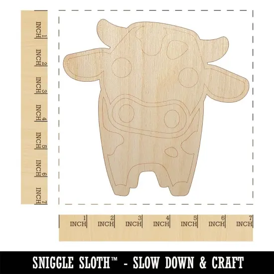 Cute Chibi Spotted Cow Unfinished Wood Shape Piece Cutout for DIY Craft Projects {1}