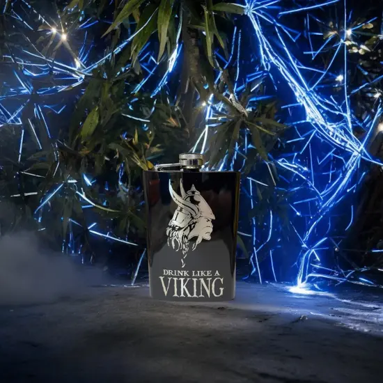 8oz Drink Like a Viking Black Flask {6}