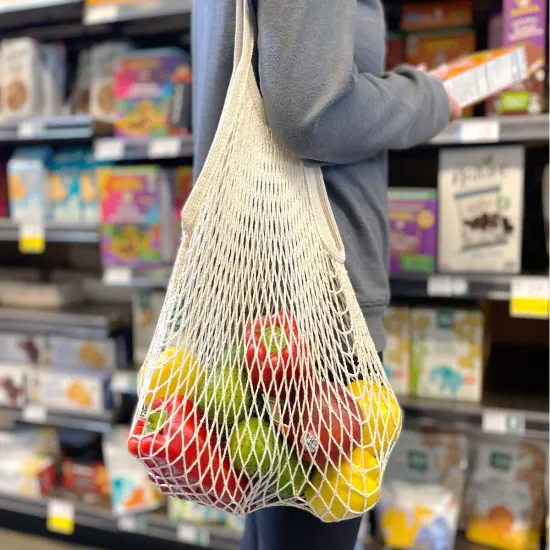 Wrapables Cotton Mesh Net Shopping Bag, Grocery Bag for Vegetables, Produce (Set of 3) Hot Pink Beige Teal {6}