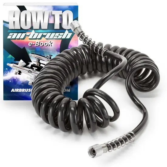 PointZero 10 ft. Black Coiled Airbrush Air Hose - 1/8 in. BSP {1}