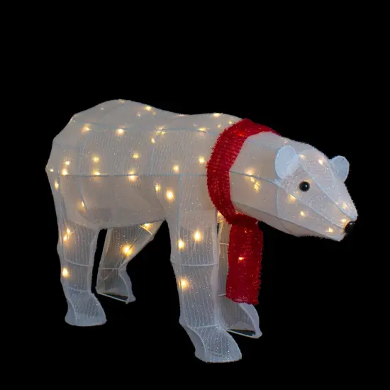 Northlight LED Lighted Tinsel Polar Bear Outdoor Christmas Decoration - 32" - Warm White Lights {4}