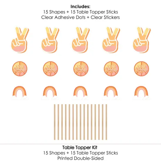 Big Dot of Happiness Stay Groovy - Boho Hippie Party Centerpiece Sticks - Table Toppers - Set of 15 {6}