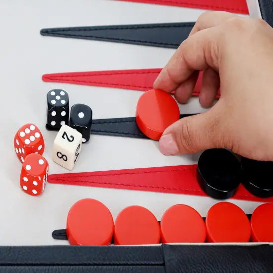 WE Games Elegant Leatherette Backgammon Set - 18 x 11 in. closed {2}