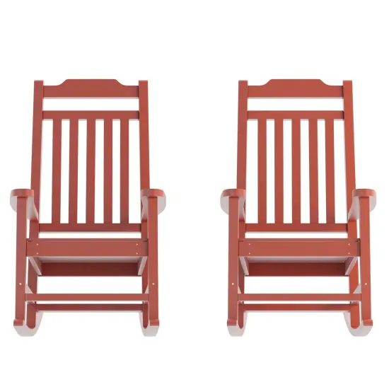 Merrick Lane Set of 2 HillfordPoly Resin Indoor/Outdoor Rocking Chairs Red {1}