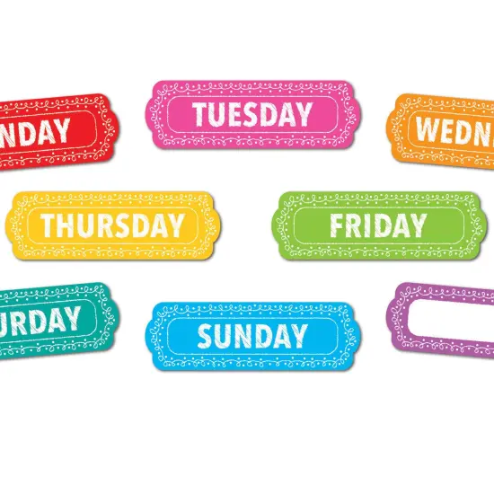 Magnetic Die-Cut Timesavers & Labels, Days of the Week, Chalk Loops, 8 Per Pack, 3 Packs {2}