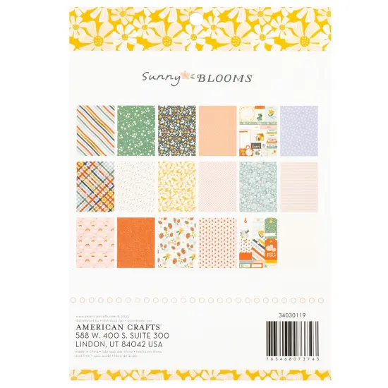 Pebbles Double-Sided Paper Pad 6"X8" 36/Pkg-Gold Foil, Sunny Bloom {2}