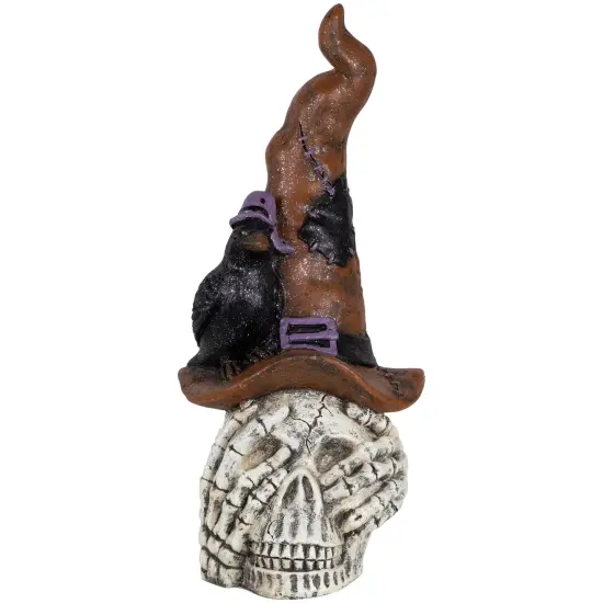 Northlight Skull in Witches Hat with Crow Halloween Decoration - 22.75" White {3}