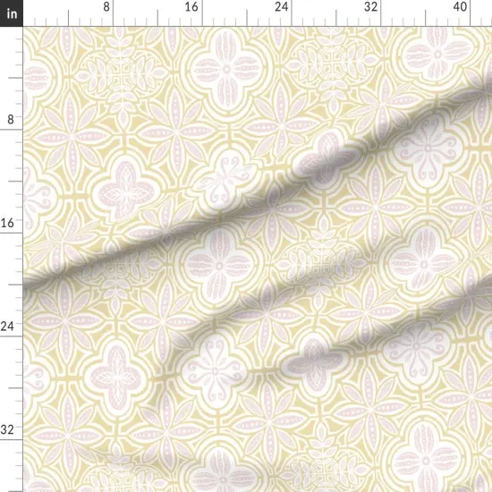 Various Fabrics by the Yard or Fat Quarter Talavera Spring Floral Pastel Colors Pink And Yellow Soft Hues Feminine Custom Printed Fabric by Spoonflower {1}