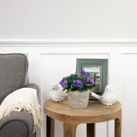 Northlight Pansy Artificial Floral Arrangement in "Flowers & Garden" Pot - 7" - Purple {3}