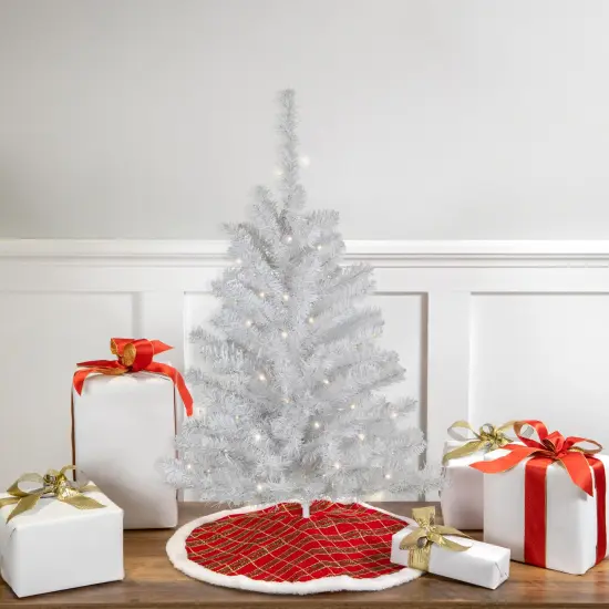 Northlight Pre-Lit Battery Operated LED Medium Pine Artificial Christmas Tree - 3' - Clear Lights White {1}