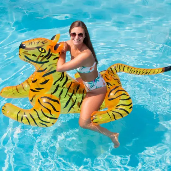 Swimline 73" Inflatable Tiger Ride-On Pool Float Orange {5}