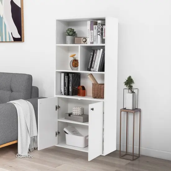 5-tier Freestanding Bookcase With Open Cubes And Adjustable Shelf-white {1}