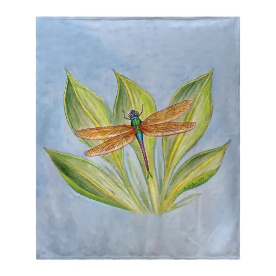 Betsy Drake Dragonfly Fleece Blanket Multicolor {1}