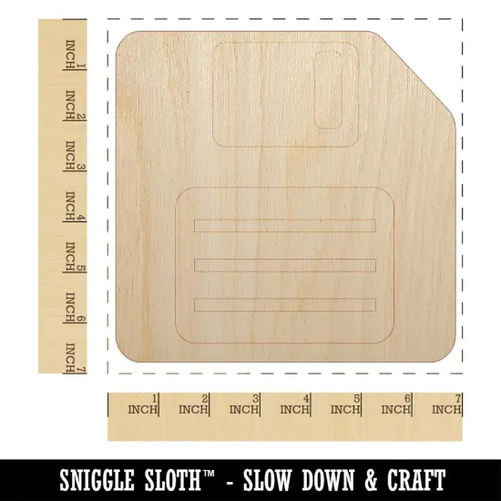 Save Icon Floppy Disk Unfinished Wood Shape Piece Cutout for DIY Craft Projects {1}