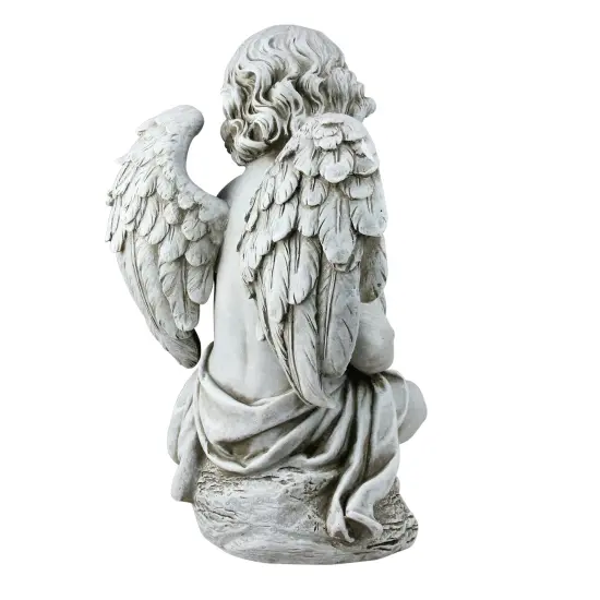 Roman 11.5" Joseph's Studio Cherub Angel with Puppy Dog Outdoor Garden Statue Gray {4}