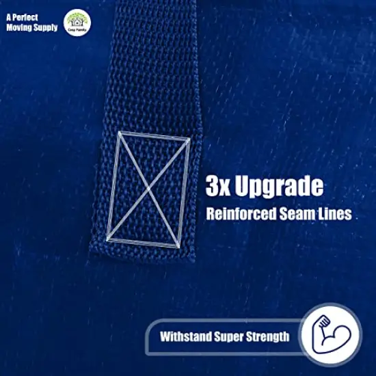 4 Pack Heavy Duty Extra Large Moving Bags with Backpack Straps - Strong Handles & Zippers, Storage Totes For Space Saving, Fold Flat, Alternative to Moving Box (X-Large-Set of 4, Blue) {4}