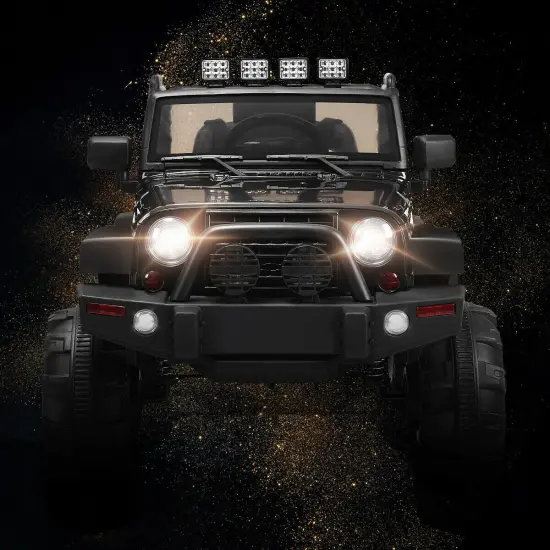 12V Kids Remote Control Riding Truck Car with LED Lights Perfect Gift for Boys Girls Black {5}