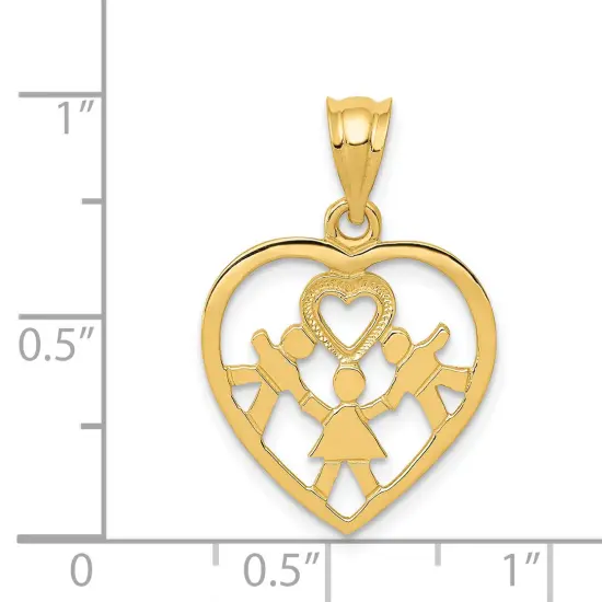14K Gold Children Heart Charm Pendant Mom Jewelry New 23 X 17mm {4}