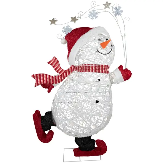 Northlight 56" Lighted Ice Skating Snowman Outdoor Decoration White {1}