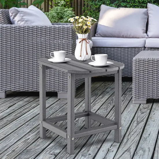 18 Inch Weather Resistant Side Table for Garden Yard Patio Grey {2}