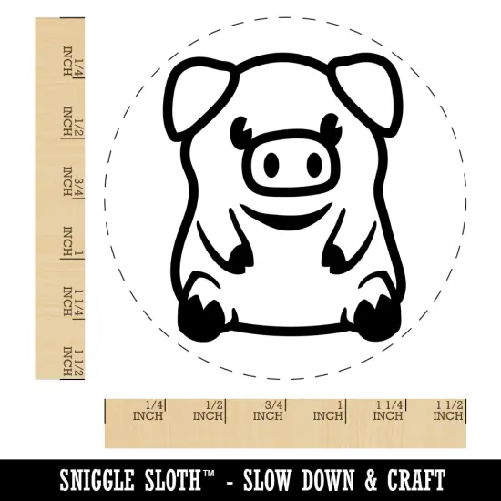 Cute Little Pig Sitting Self-Inking Rubber Stamp for Stamping Crafting Planners Blue {1}