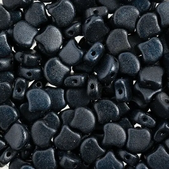 John Bead Czech Glass Jet Color Metallic Suede Ginko Beads, 50g Dark Blue {1}