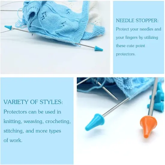 20 PCS Knitting Needles Point Protectors/Stoppers with Plastic Box, Include 10 Small & 10 Large, Knit Needle Tip Covers for Beginners Knitting Craft DIY {7}