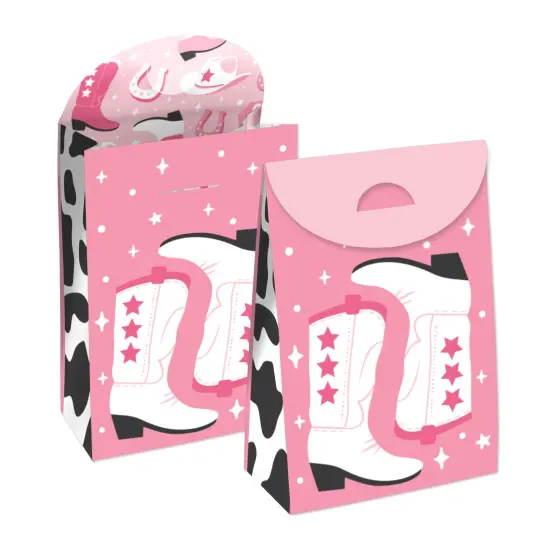Big Dot of Happiness Rodeo Cowgirl - Pink Western Gift Favor Bags - Party Goodie Boxes - Set of 12 {1}