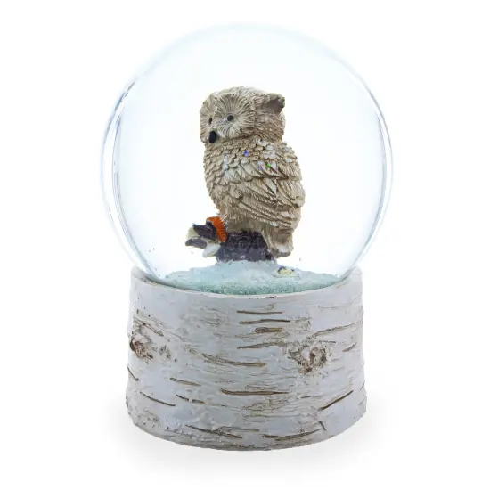 Owl Perched on Tree Branch Musical Water Snow Globe {5}