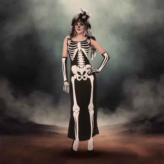 Skeleton Jumpsuit Adult Costume {4}