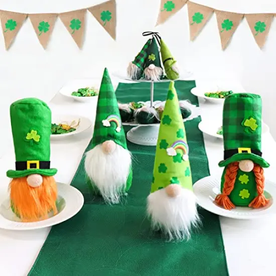 Bunny Chorus St Patricks Day Decorations Gnomes Gifts 4pcs, Farmhouse Plush Tomte Swedish Scandinavian Saint Patricks Day Decor Rainbow Nisse for Home Holiday Gnome Décor {3}