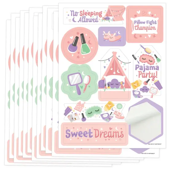 Big Dot of Happiness Pajama Slumber Party - Girls Sleepover Birthday Party Favor Sticker Set - 12 Sheets - 120 Stickers {1}