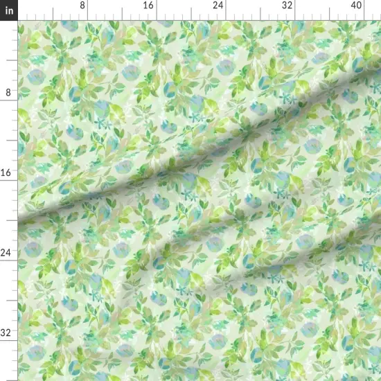 Various Fabrics by the Yard or Fat Quarter Lemon Green Blue Yellow Nature Citrus Leaves Custom Printed Fabric by Spoonflower {1}