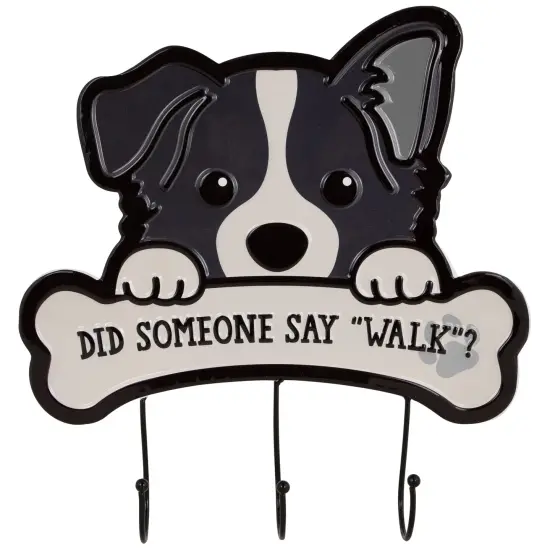 Northlight Did Someone Say "Walk"? Dog Metal Wall Organizer - 13" - Black and Cream {1}