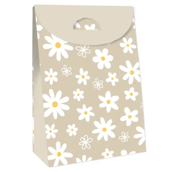 Big Dot of Happiness Tan Daisy Flowers - Floral Gift Favor Bags - Party Goodie Boxes - Set of 12 {4}