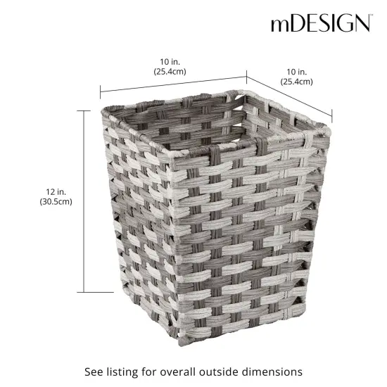 mDesign Woven Square Trash Can Wastebasket, Garbage Container Bin {3}