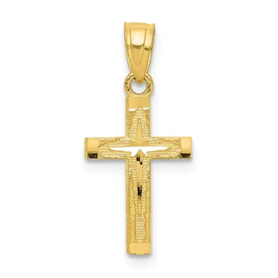 10K Gold Diamond Cut Cross Pendant Charm Jewelry 20mm x 11mm {1}