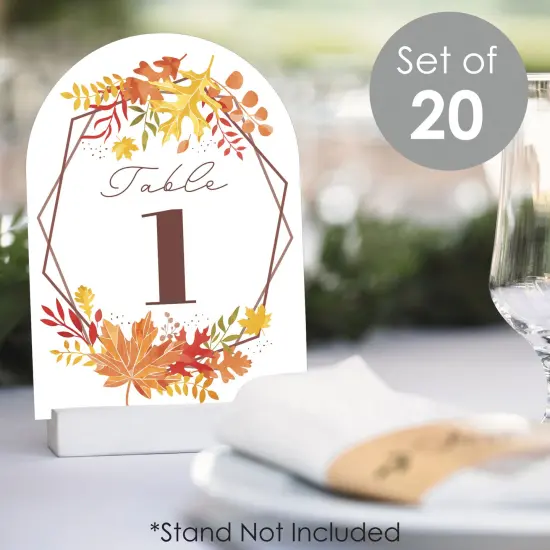 Big Dot of Happiness Fall Foliage Bride - Autumn Leaves Bridal Shower and Wedding Party Double-Sided 5 x 7 inches Cards - Table Numbers - 1-20 {3}