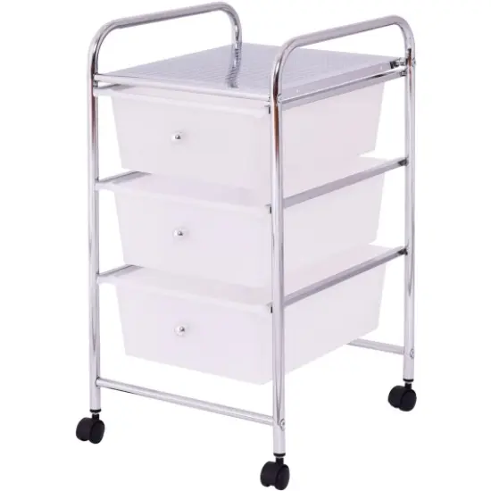 3 Drawers Metal Rolling Storage Cart with 4 Universal Casters Perfect Choice for Home or Office Multi {7}