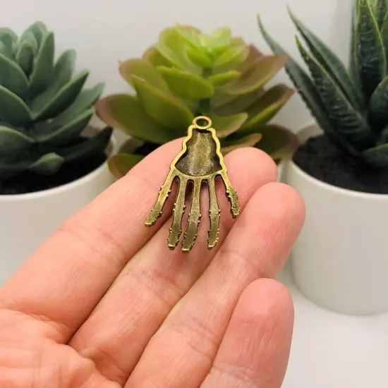 4 or 20 Pieces: Bronze Skeleton Hand Pendant Charms {4}