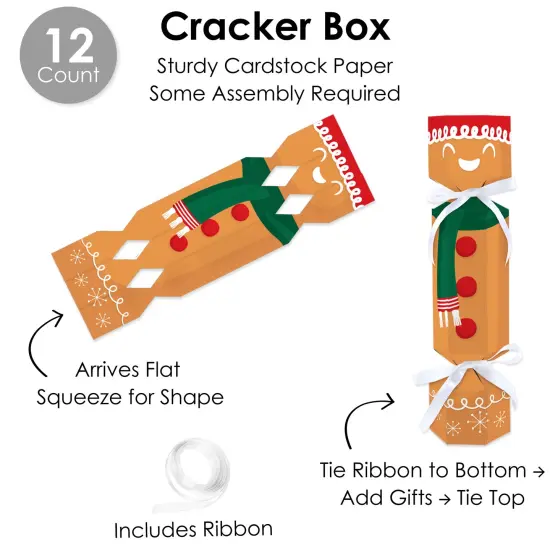 Big Dot of Happiness Gingerbread Christmas - No Snap Gingerbread Man Holiday Party Table Favors - DIY Cracker Boxes - Set of 12 {7}