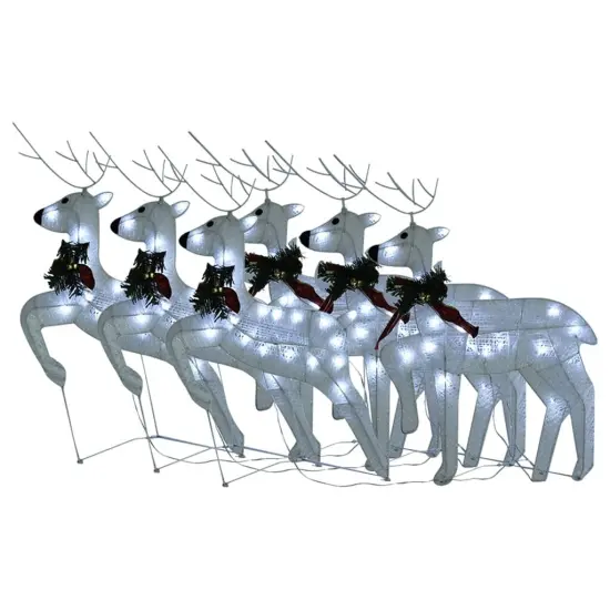 6 pcs Christmas Reindeers 120 LEDs White {2}