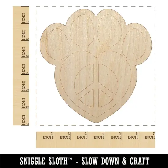 Paw Print Dog Cat Heart Peace Sign Unfinished Wood Shape Piece Cutout for DIY Craft Projects {1}
