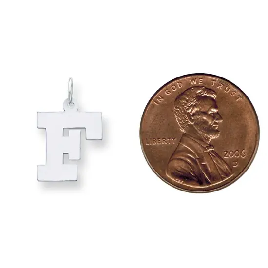 Sterling Silver Medium Block Initial Letter F Charm Jewerly 19mm x 12mm {2}