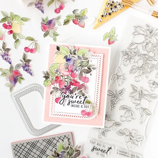 Pinkfresh Studio Stencils 4"X9" 6/Pkg-Fruitalicious Layering {4}